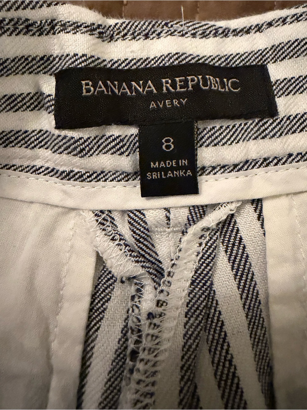 Banana Republic Avery Women's Striped Pants- White/Navy